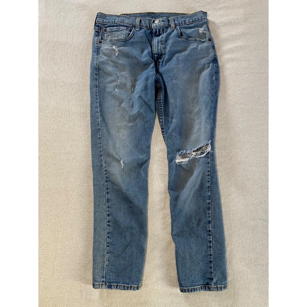 Levi's 512 Slim Taper Jeans Medium Wash Blue Denim Distressed Men's Size 32x29